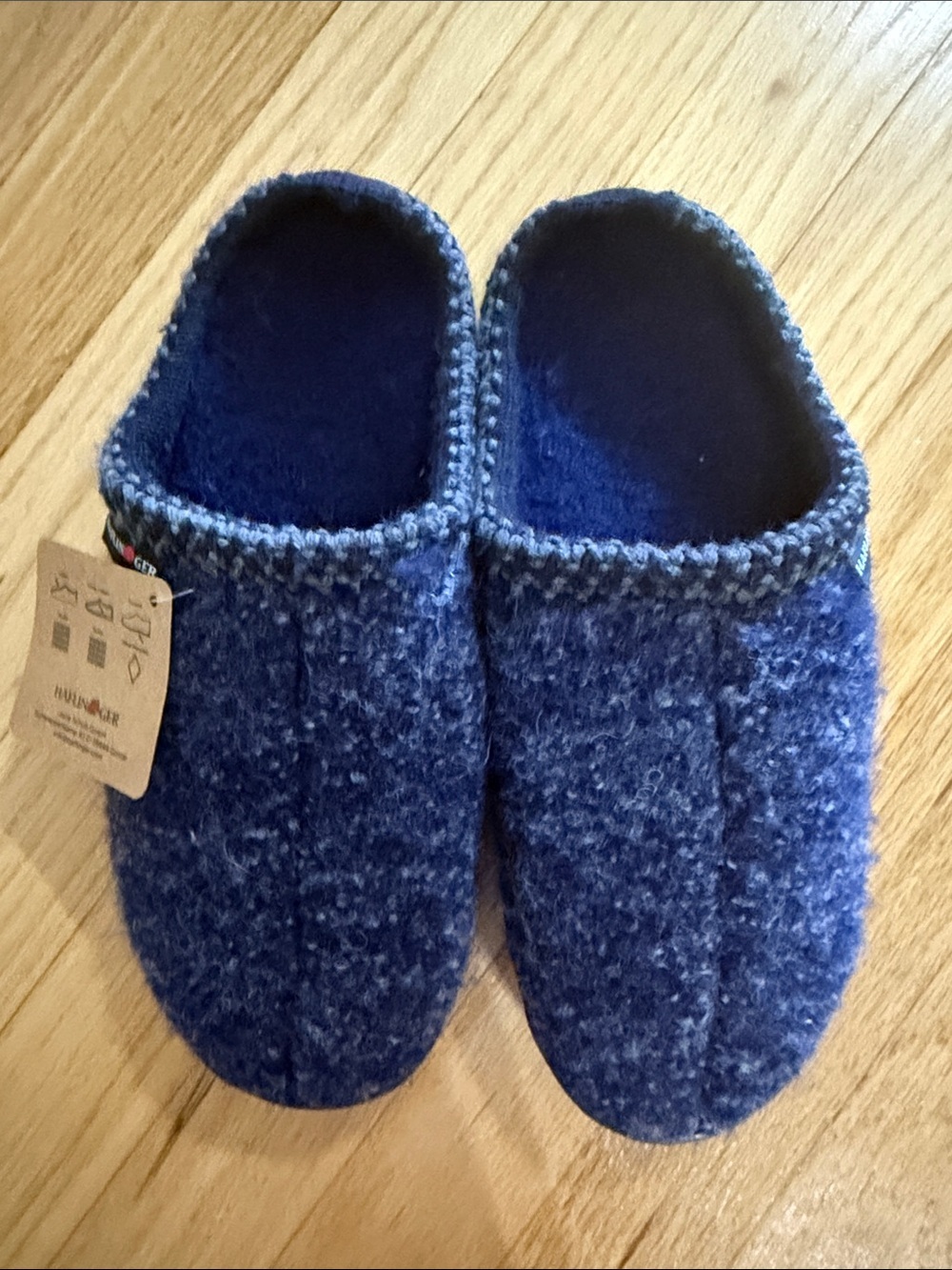 NWT Haflinger At70 Wool Slippers Navy Speckle Sz 41